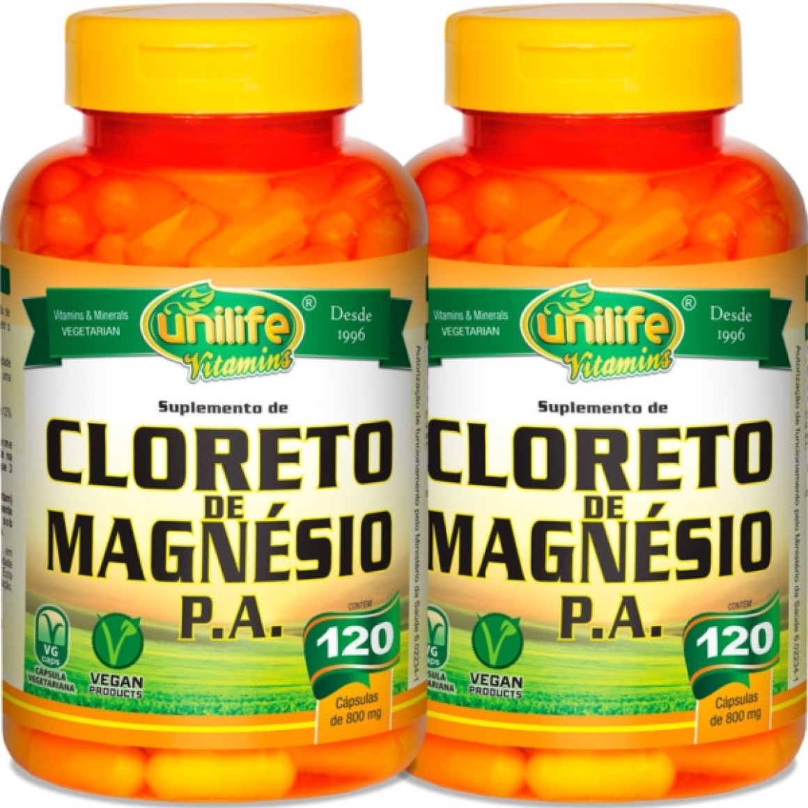 Cloreto De Magnésio Pa + Vit B6 120 Cápsulas 800 Mg - Unilife