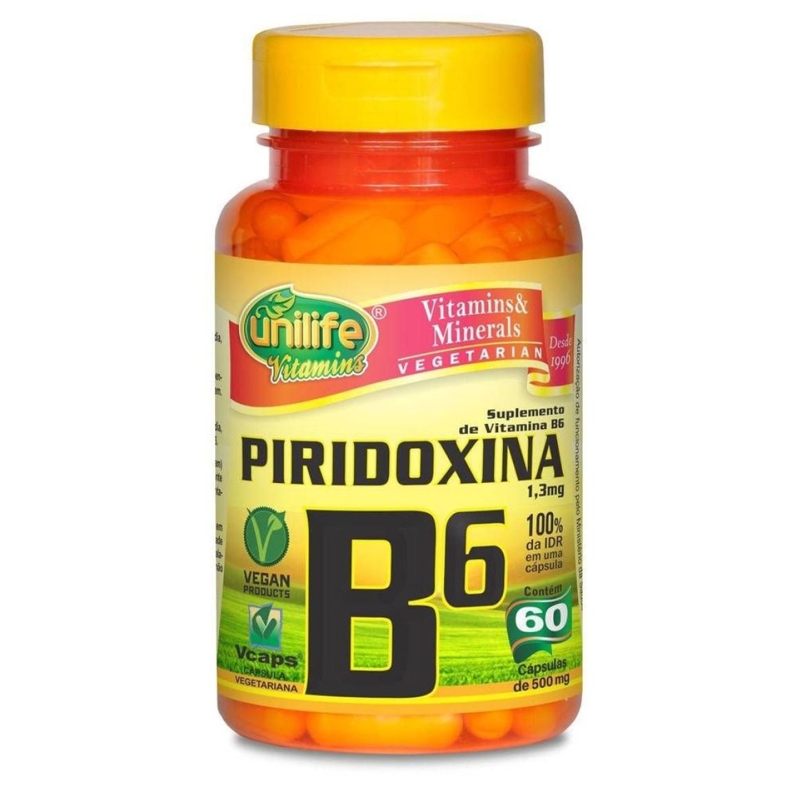 Vitamina B6 Piridoxina Unilife 60 Cápsulas 8963