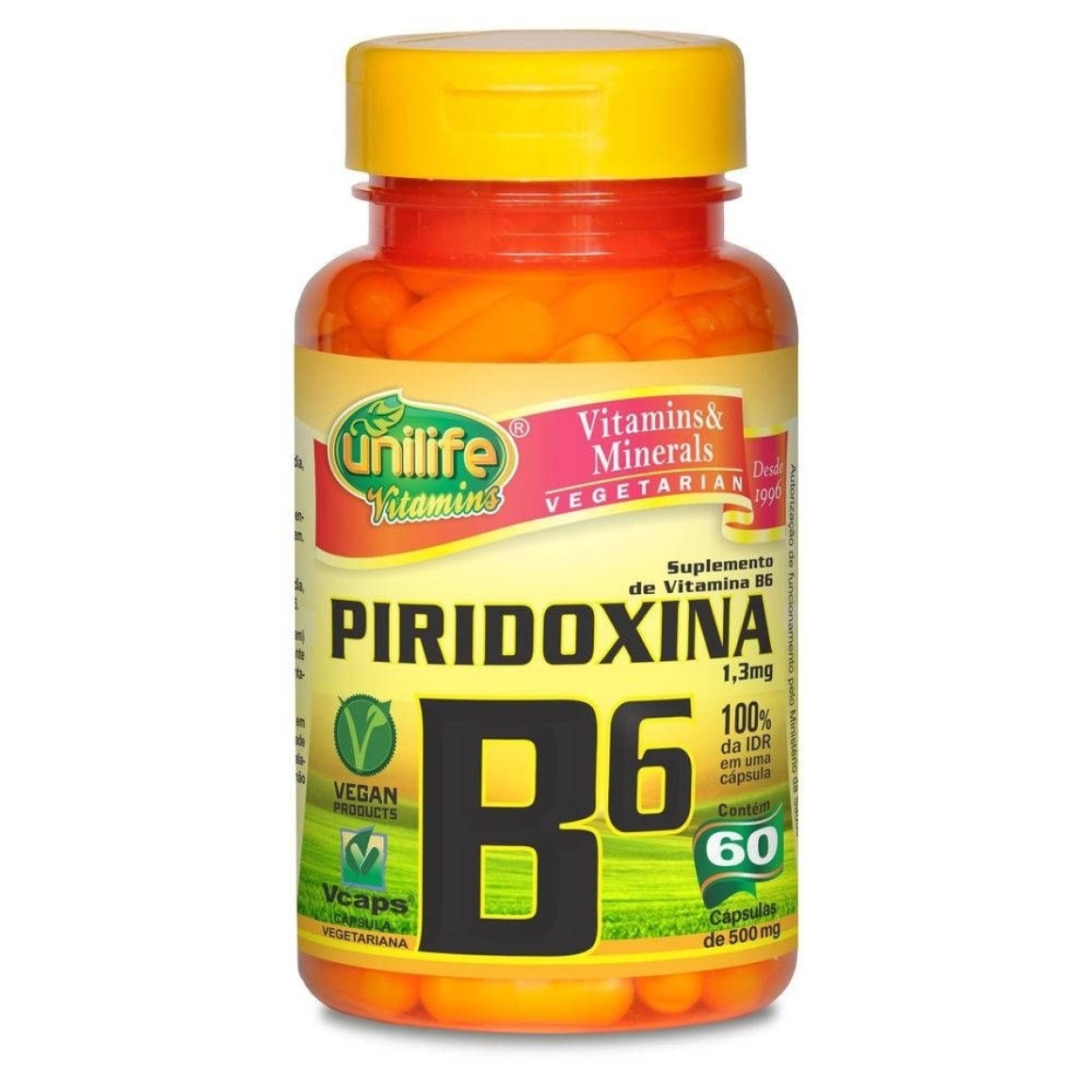 Vitamina B6 Piridoxina Unilife 60 Cápsulas 